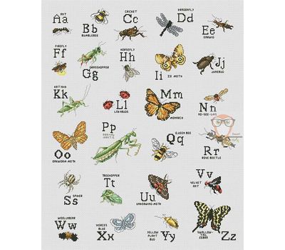 Insects ABC cross stitch pattern