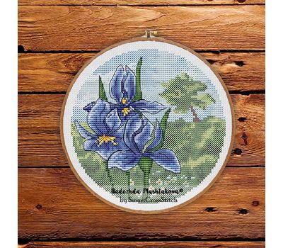 Irises Round cross stitch pattern