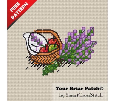 Lavender Basket Free cross stitch pattern