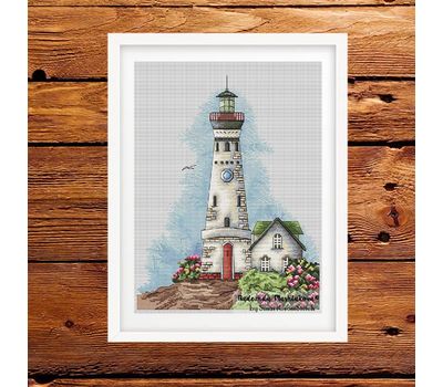 Lighthouse on the bay cross stitch pattern