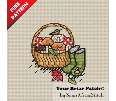 Mushrooms Basket Free cross stitch pattern