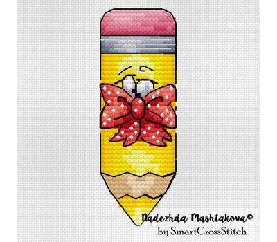 Pencil with Bow Free cross stitch