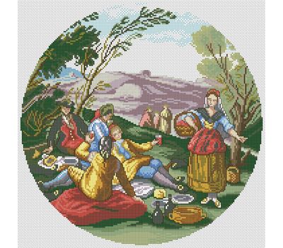 Picnic on the Banks of the Manzanare by Goya cross stitch