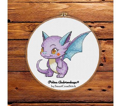 Cute Purple Dragon cross stitch pattern