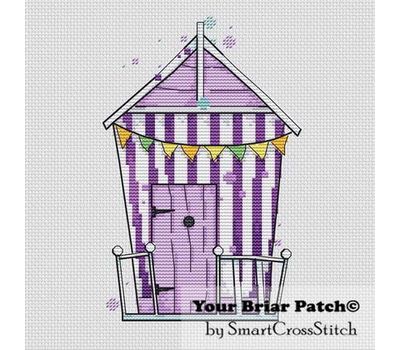 Purple Beach House cross stitch pattern