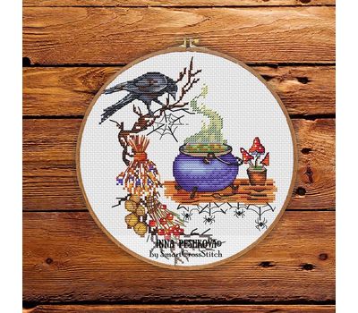 Raven and Magic potion cross stitch pattern