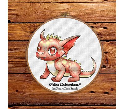 Cute Red Dragon cross stitch pattern