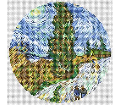 Road with Cypress and Star by Van Gogh cross stitch