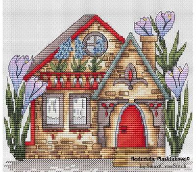 Spring house cross stitch