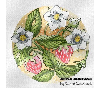 Strawberries round cross stitch