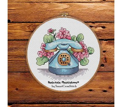 Flower Telephone cross stitch pattern