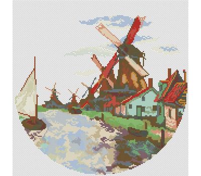 Windmills in Holland by Claude Monet cross stitch
