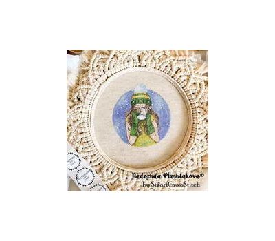 Winter Girl with Cup cross stitch pattern