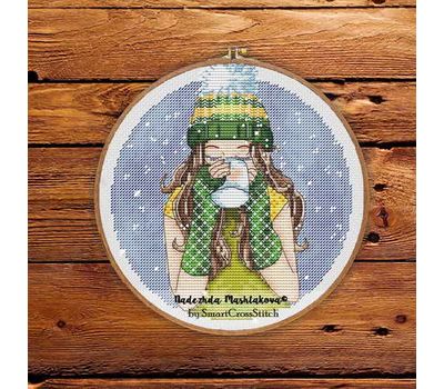 Winter Girl with Cup cross stitch