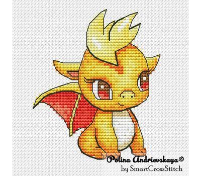 Cute Yellow Dragon cross stitch pattern