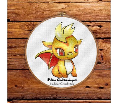 Cute Yellow Dragon cross stitch pattern