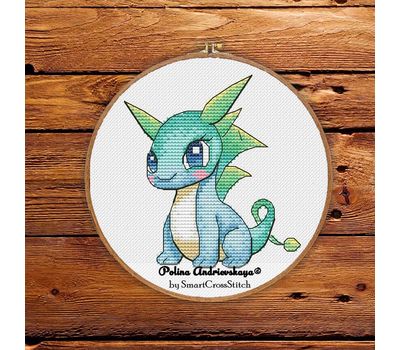 Cute Turquoise Dragon cross stitch pattern
