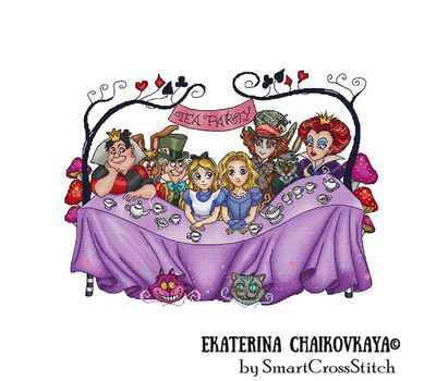 Alice in Wonderland - Tea Time cross stitch срфке