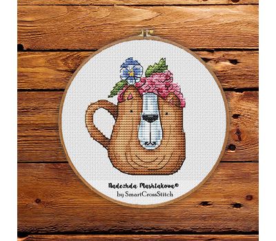 Summer Bear Cup cross stitch pattern