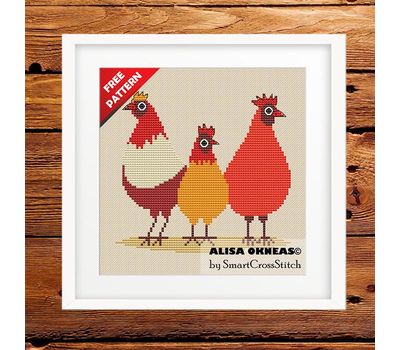Funny Chickens free cross stitch