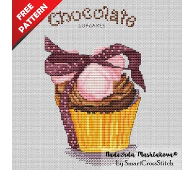 Chocolate Cupcake Free cross stitch design