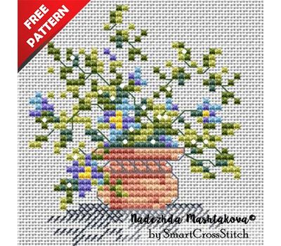 Flower Pot Free cross stitch chart