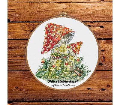 Fly Agaric Mushroom House cross stitch pattern
