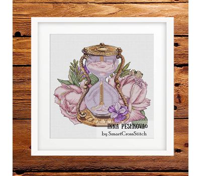 Hourglass and Roses cross stitch