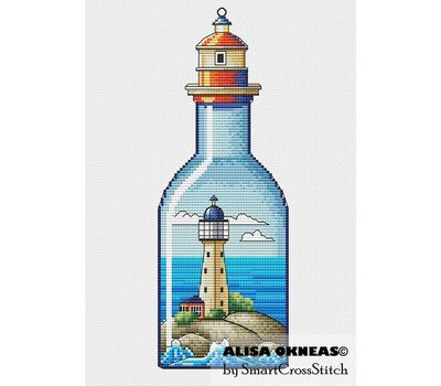 Lighthouse in the bottle cross stitch