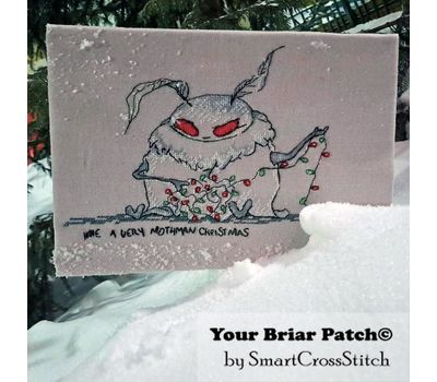 Funny Moth Merry Xmas  cross stitch pattern