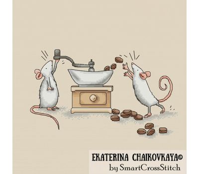 Mice and Сoffee Mill cross stitch pattern