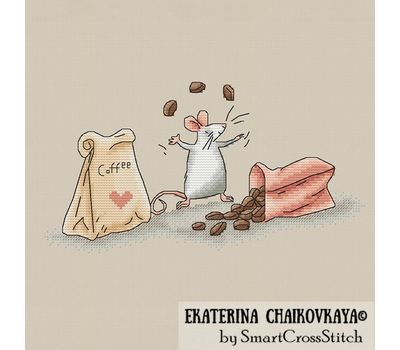 Mouse and Сoffee cross stitch chart