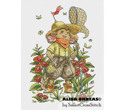 Mouse The butterfly catcher cross stitch