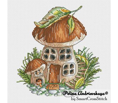 Penny Bun Mushroom House cross stitch pattern