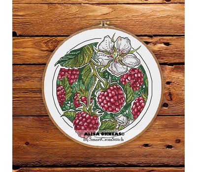 Raspberries Round cross stitch pattern