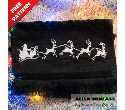 Reindeer Sleigh free cross stitch pattern