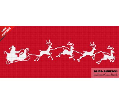 Reindeer Sleigh free cross stitch