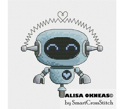 Love Robot cross stitch pattern