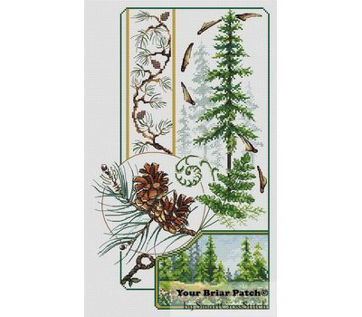 Spruce forest sampler cross stitch