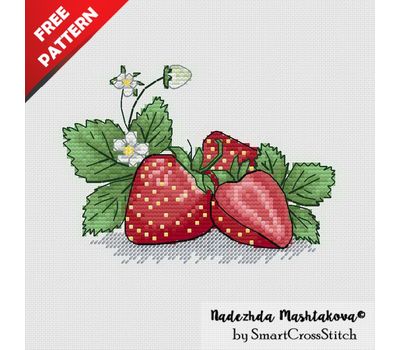 Free Strawberries cross stitch pattern