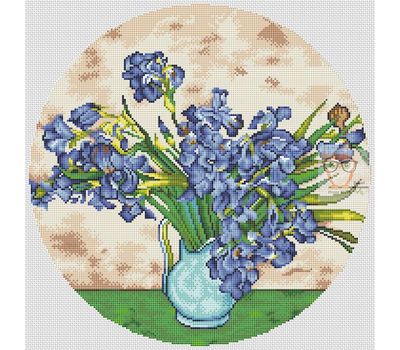 Irises in the vase by Van Gogh cross stitch
