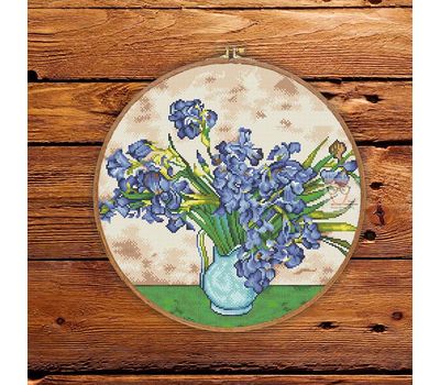 Irises in the vase by Van Gogh cross stitch pattern