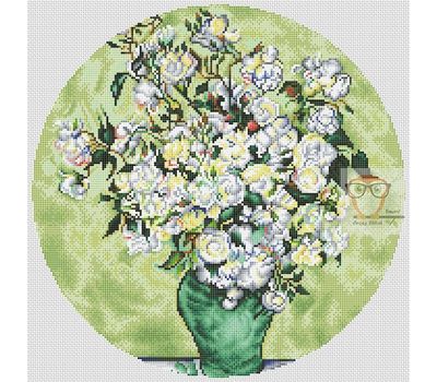 White Roses by Van Gogh cross stitch