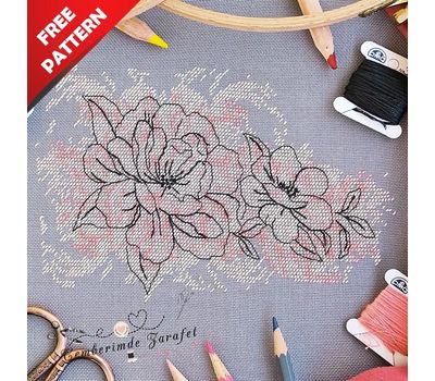 Watercolor Peonies Free cross stitch pattern