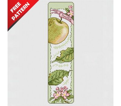 Apple Bookmark Free cross stitch pattern