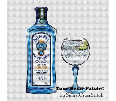 Bombay Sapphire Gin cross stitch chart