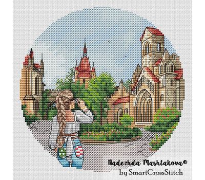 Jaki Chapel. Budapest - Travel girl cross stitch