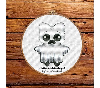 Ghost Cat cross stitch pattern