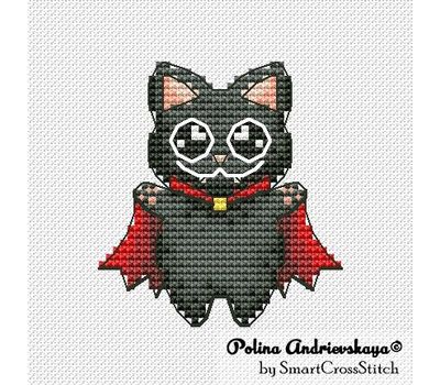 Dracula Cat cross stitch pattern