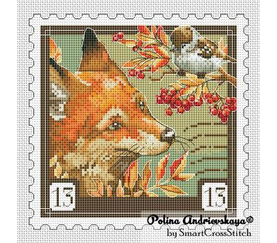 Autumn Fox Stamp cross stitch pattern